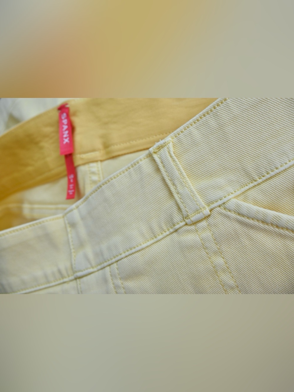 SPANX Stretch Twill Shorts in Soft Yellow - Picture 3 of 5